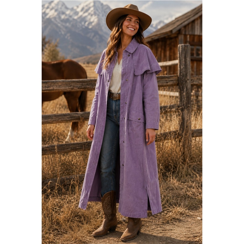 Vintage AUSTRALIAN OUTBACK COLLECTION Canvas Coat Made in Canada Purple Medium